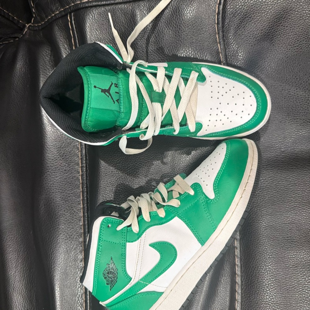 Jordan Green and White Kids High-Top Sneakers